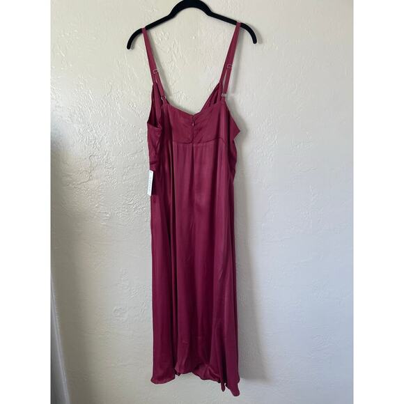 NWT Eloquii Pink Babydoll Sleeveless Satin Midi Slip Dress Summer Plus SZ 16 - Picture 4 of 9